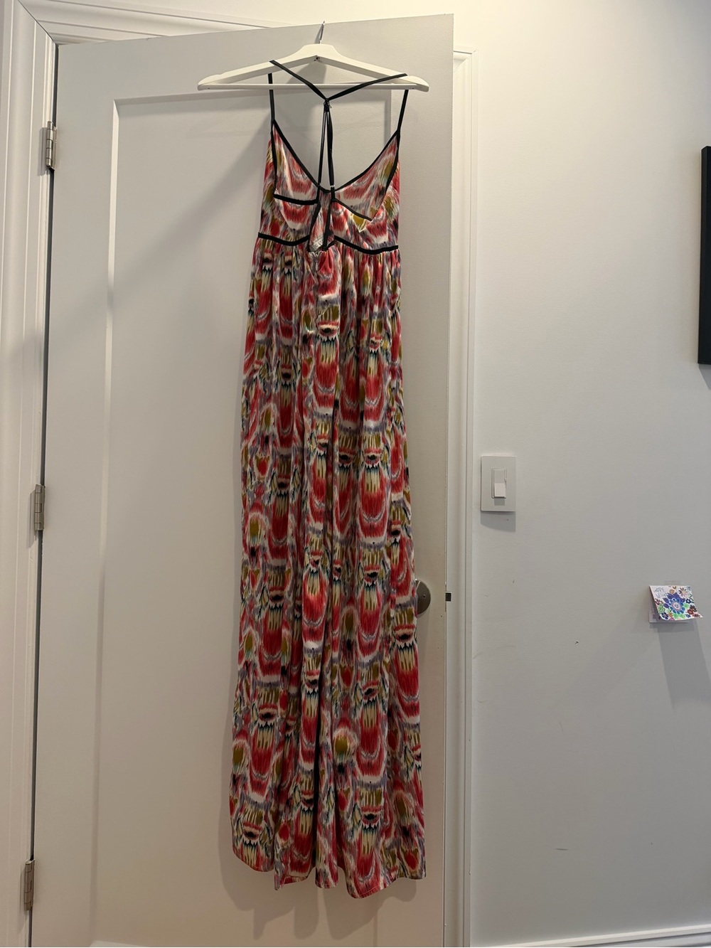 Women’s Printed Maxi Dress - Red Ikat Pattern